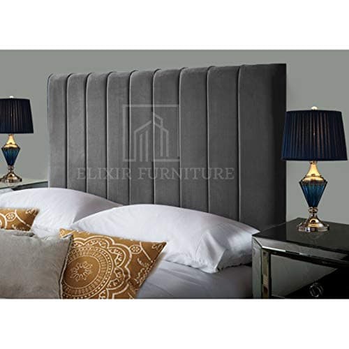 Image of Portland Handmade Headboard Divan Bed Headboard | Plush Velvet Headboards for 6ft Super King Size Bed |Elegant design with wooden material headboards for beds (Gray, 6ft Super King Height-36inch)