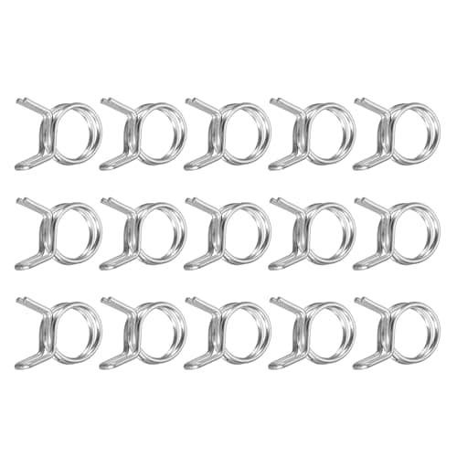 Image of sourcing map 15Pcs 10mm/0.39inch Inner Dia Double Wire Spring Hose Clamp, Stainless Steel Adjustable Spring Clips for Hose Fuel Line Silicone Tube Water Pipe Air Pipe