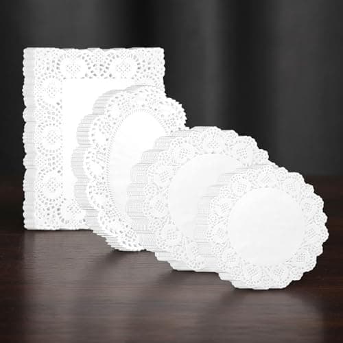 Image of 80 Pack Paper Doilies Assorted Sizes White Lace Paper Doily Disposable Doily Round Rectangle Papers Doilies for Dessert Tables Furniture Buffet Trays Coffee Cake Wedding Party Tableware Decor