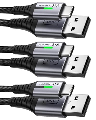 Image of INIU USB C Charger Cable, [3 Pack 0.5+2+2m] USB A to USB C 3.1A Fast Charging, Braided Phone Charger Type C Cable for iPhone 17 16 15 Pro Max Samsung Galaxy S26 S25 S24 PS5 Huawei Pixel 10 etc.