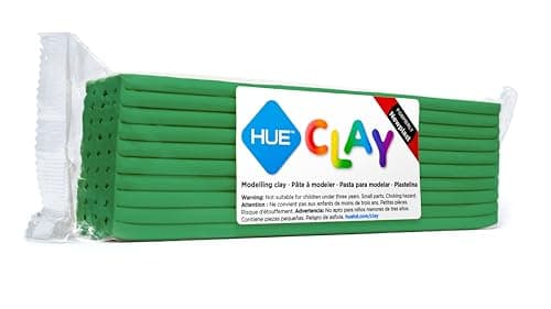 Image of HUE Clay (Formerly Newplast) 500g, Green - Firm, Reusable, Non-Drying, Oil-Based Modelling Material for Stop Motion Animation, Hobbyists & Sculptors. One Colour Layered Bar