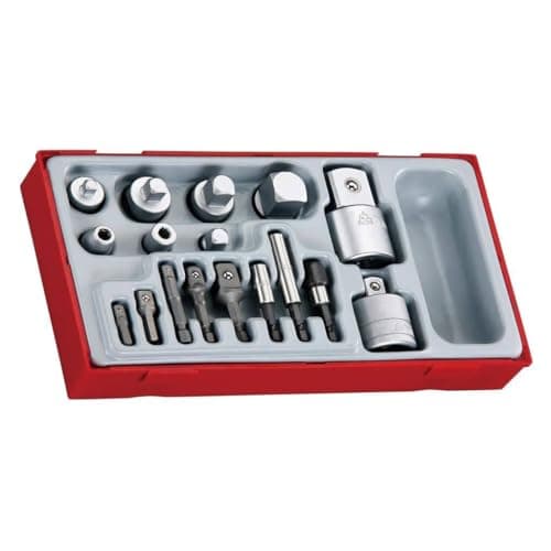 Image of Teng Tools 17 Piece Mixed Drive Socket and Hex Bit Adapter and Accessory Set - TTADP17, Silver