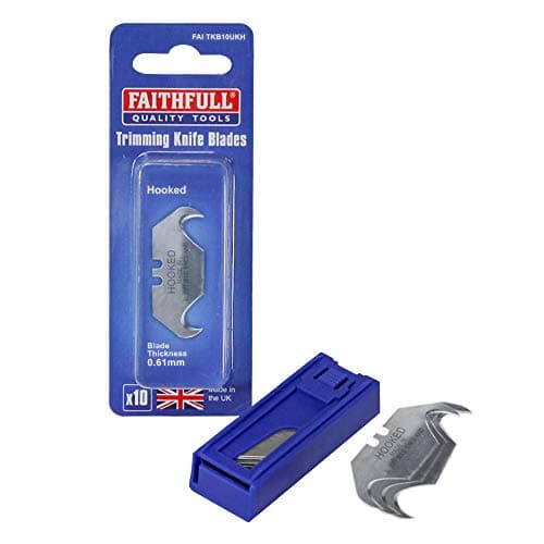 Image of Faithfull FAITKB10UKH Heavy-Duty Trimming Knife Hook Blades (Dispenser 10)
