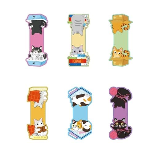 Image of Gsrhzd Magnetic Bookmark, 6PCS Assorted Cute Cat Bookmark, Creative Exquisite Cat Book Marker Clip, for Kids Reading Lovers Teacher Student