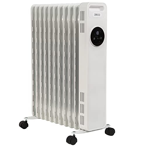 Image of Zanussi 2300W Oil Filled Radiator 11 Fin Portable Electric Heater & Remote Control, White, Display & 24 Hour Timer, Adjustable Thermostat, 3 Heat Settings, Safety Cut-off, 20 m sq Room Size, ZOFR5005
