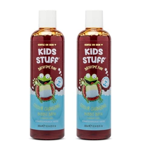 Image of Kids Stuff Crazy Soap Colour Changing Bubble Bath, Red to Blue | Kids Bubble Bath | Dermatologically Tested | Mild & Gentle | Vegan | Cruelty Free | 300ml (Pack of 2)