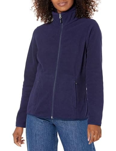 Image of Amazon Essentials Women's Classic-fit Long-Sleeved Full Zip Polar Soft Fleece Jacket (Available in Plus Size), Navy, XL