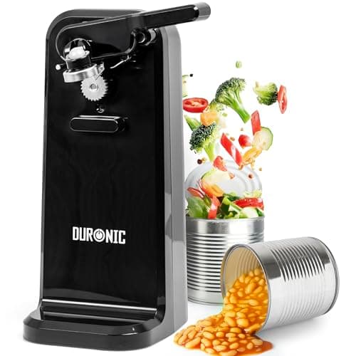 Image of Duronic Electric Can Opener CO40 BK Automatic Tin Openers with Knife Sharpener & Bottle Opener 50W Magnetic Electrical Can Openers One Touch Tin Opener for Arthritis Elderly Seniors Black