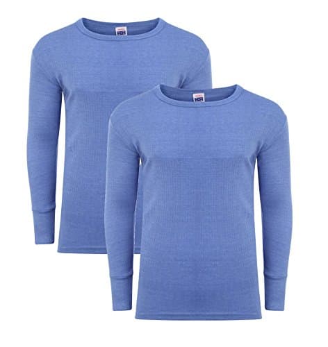Image of Heatwave® Pack of 2 Men's Thermal Long Sleeve Top, Warm Underwear Baselayer, S M L XL XXL Thermals, Medium Blue