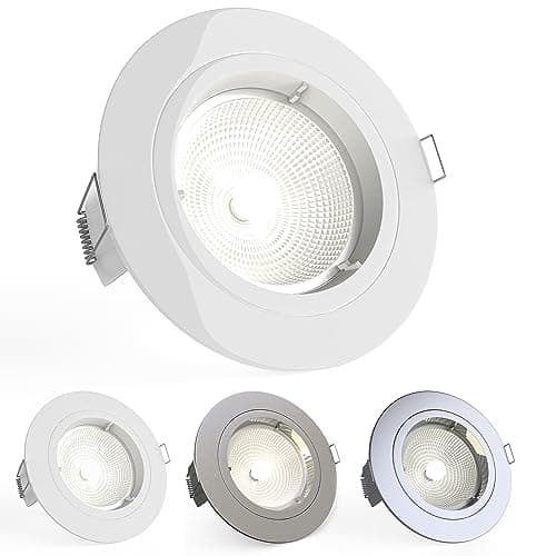 Image of National Lighting Recessed Lighting - Mains Powered LED Spot Lights Downlights for Ceiling - IP20 Rated GU10 Fitting for Halogen or LED - Gloss White Finish, Fixed Version