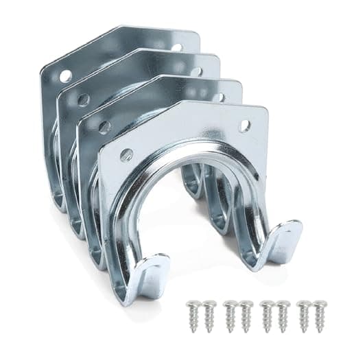 Image of Tool Hooks Hanger Set 4 Pack Garage Shed Hanging Bucket Brackets Heavy Duty High Load Bearing Garden Storage Wall Hooks for Warehouse, Farm, Workbench, Tools Storage