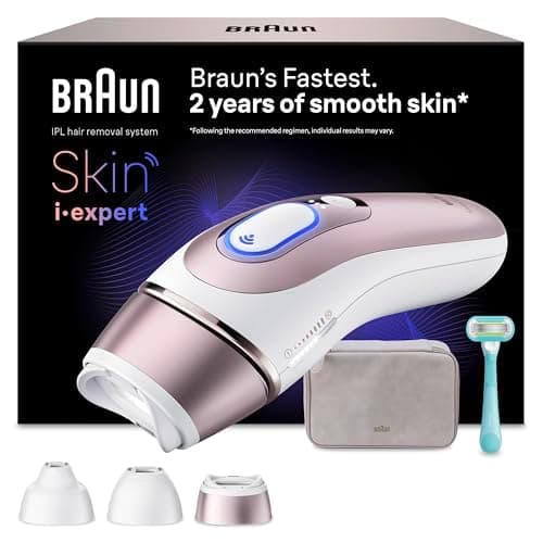 Image of Braun Smart IPL Skin i·Expert, at Home Laser Hair Removal, Permanent Hair Reduction, with Free App, Pouch, Venus Razor, 3 Smart Heads, PL7321