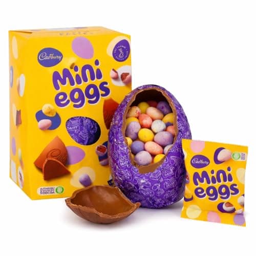 Image of Cadbury Mini Eggs Chocolate Easter Egg, Includes 1 Large Egg and 1 Chocolate Bag Perfect For Easter Egg Hunt Great Gift For Kids & Adults