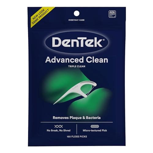Image of DenTek Triple Clean Mint Flavoured and Fluoride coated Advanced Dental Floss Picks with 3 cleaning actions - 150 Pack (Packaging may vary)