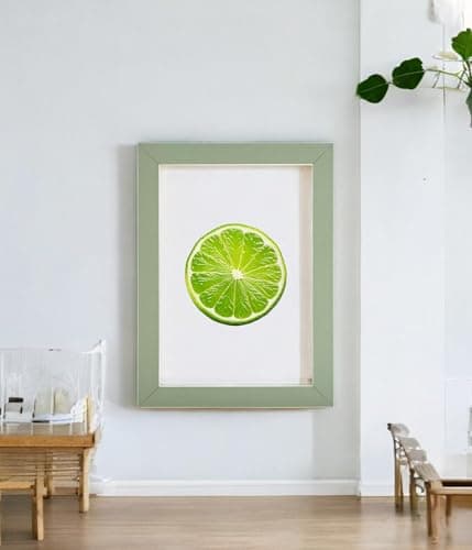 Image of A4 Black Solid Wood Photo Frame with Acrylic Glass - 21cm x 29.7cm for Table Top and Wall Mounting, Black (Light Green)