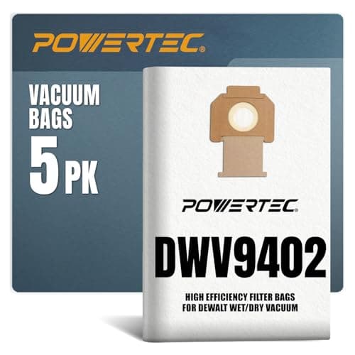 Image of POWERTEC 75029 Self-Cleaning Fleece Replacement Filter Bag for DeWalt DWV012 Dust Extractors (5 Pack)