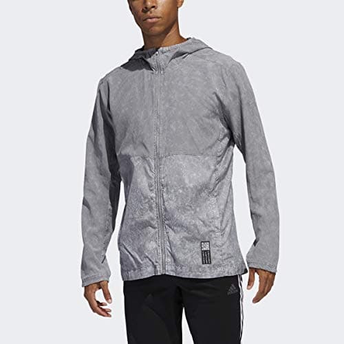 Image of adidas Men's Own The Run Hooded Wind Jacket, Grey, Small