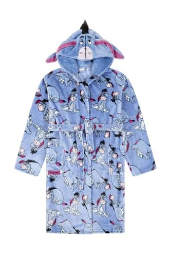 Image of Disney Womens Eeyore Blue Fleece Dressing Gown Fleece Hooded Ladies Robe (12-14)
