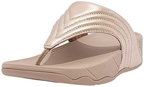 Image of Fitflop Walkstar Leather Toe-Post Sandal, Rose Gold, Size 10