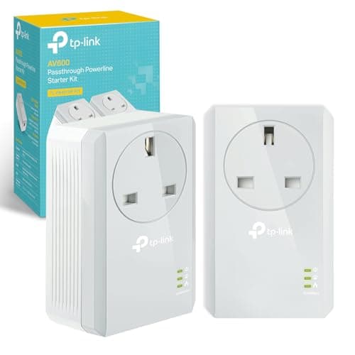 Image of TP-Link TL-PA4010PKIT Passthrough Powerline Adapter Starter Kit, No Configuration Required, UK Plug, Pack of 2 (UK Version)