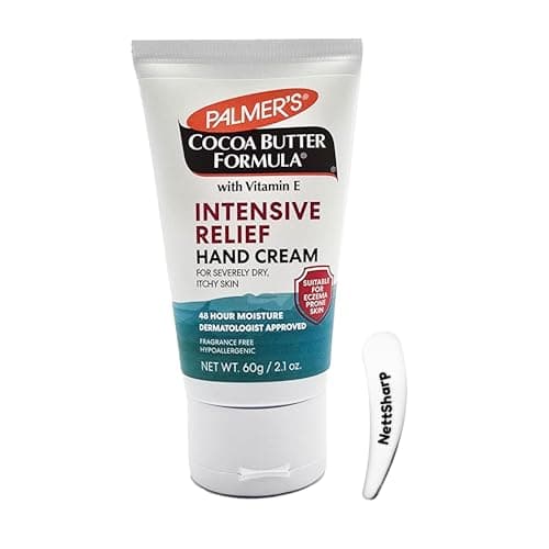 Image of Palmers Cocoa Butter Formula Intensive Relief Hand Cream With Cosmetic Spatula, 60g, Fragrance-Free, Hypoallergenic, Vitamin E