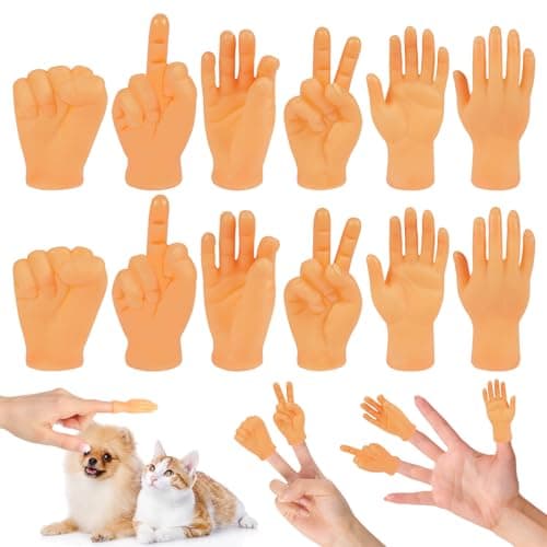 Image of Aolso Tiny Hands, 12 Pcs Finger Puppets, Miniature Little Hands Finger Puppets, Finger Props with 6 Gestures, Little Finger Funny Finger Hand for Joke Toys, Prank Game