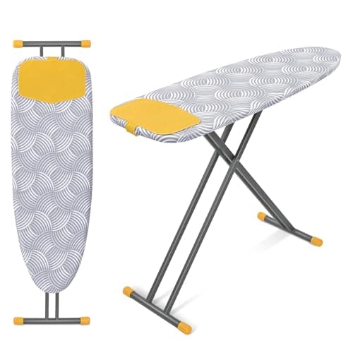 Image of KINGRACK Full Size Ironing Board, Extra Wide Iron Board with Silicon Iron Rest, 4 Adjustable Height, Heavy Duty Ironing Board With Metal Panels, 135x46cm, Grey