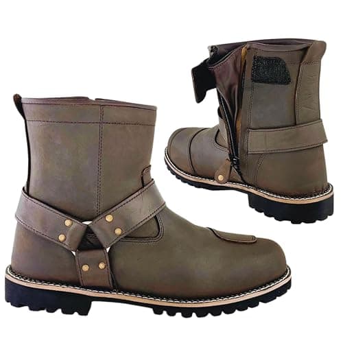 Image of VPR R40 Leather Motorbike Touring Boots for Men Short Ankle W/P Motorcycle Boots & CE Approved Ankle Protection Comfortable Boot (Brown, UK Footwear Size System, Adult, Men, Numeric, Medium, 9)