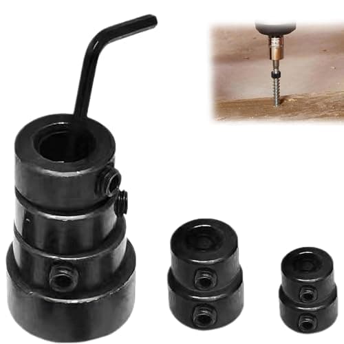 Image of 8 Pcs Drill Bit Depth Stop Collar Set - 3/4/5/6/8/10/12/16mm Positioning Depth Limiter Rings with Hex Wrench Universal Woodworking Heavy Duty Spacing Rings for Consistent Drilling