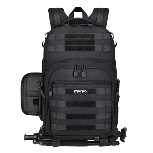 Image of MOSISO Camera Backpack, DSLR/SLR/Mirrorless Photography Tactical Camera Bag Case Outdoor Hiking Tripod Holder&15-16 inch Laptop Compartment Compatible with Canon/Nikon/Sony/DJI Mavic Drone, Black
