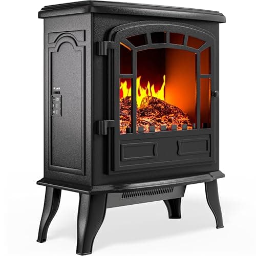 Image of MONZANA® Electric Heater 2KW Freestanding Stove with LED Flame Effect, Portable Fan Heater for Home, Fireplace Style, 1000W/2000W Fire Place Adjustable Power, Efficient Heating Solution | Black
