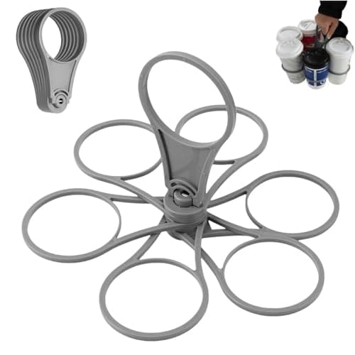 Image of Garegce 1 PCS Drinks Carrier, Portable 6-Cup Drink Holder Tray with Handle, Reusable Cup Holder, Festival Accessories, Foldable Drinks Carrier Tray Holiday, Sports Parties and Gigs(Grey)