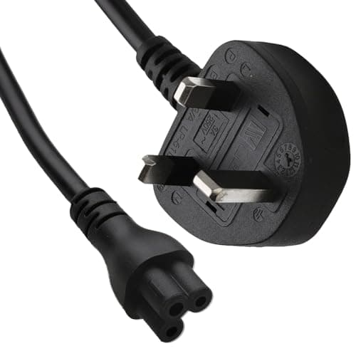 Image of kenable Power Cable UK Plug (3A Fused) to C5 Cloverleaf Socket 0.75mm Lead 0.5m Black