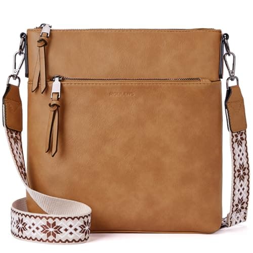 Image of Roulens Trendy Crossbody Bag for Women,Lightweight Medium Crossbody Purse Soft Leather Women's Shoulder Handbags with Adjustable Wide Strap