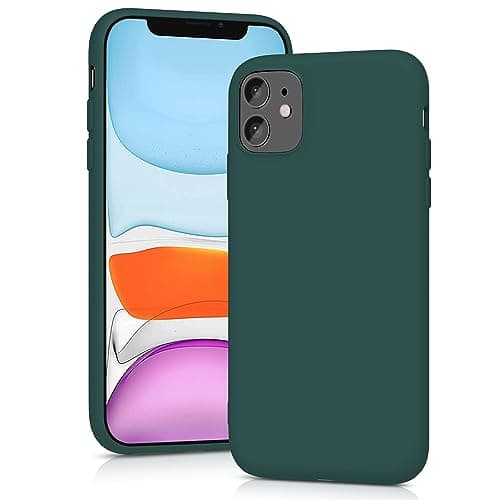 Image of YATWIN Silicone Case for iPhone 11, Soft-Touch, Shockproof, DustProof, Antiskid Full Body Armour Phone Cover for Apple iPhone 11 - Dark Green