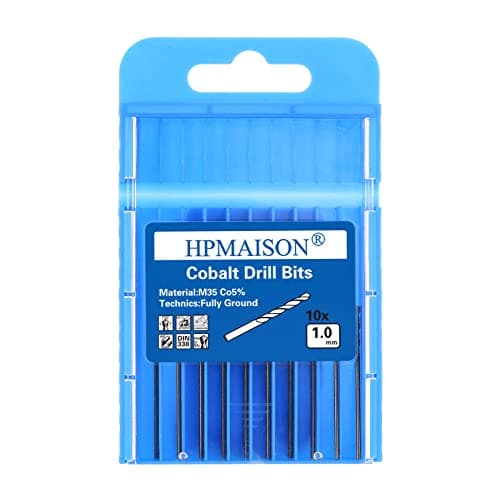 Image of HPMAISON True 5% Cobalt Jobber Drill Bit Set, 10Pcs 1mm M35 High Speed Steel Twist Drill Bits, 118° Split Point Extremely Heat Resistant for Thin Stainless Steel, Soft Metal, Aluminum, Wood, Plastic