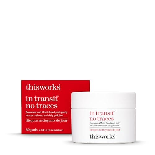 Image of This Works - In Transit No Traces Cleansing Pads, Rosewater & Mint Infused Facial Wipes, Gentle Make-Up Remover (80 pads)
