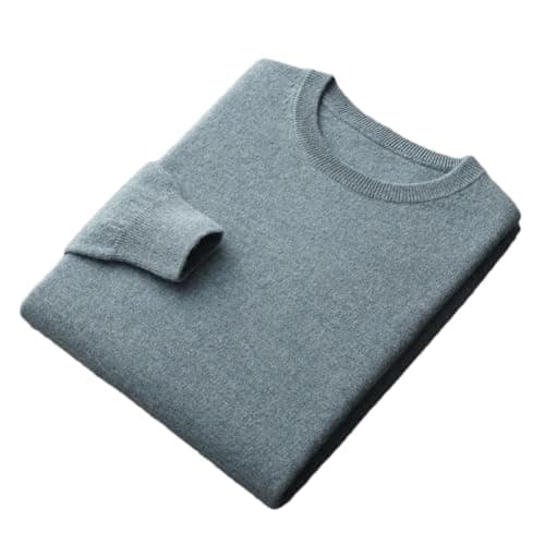 Image of 100% Merino Wool Sweater Mens Crew Neck Pullover Tops Solid Color Seamless Sweater Basic Jumper GN8 XL