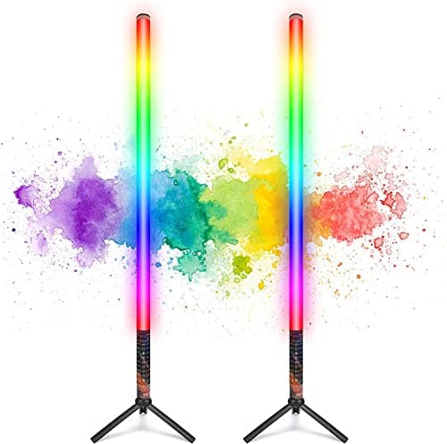 Image of LUXCEO 2 Bar 85cm RGB Tube Portable LED Video Light with Light Stand, Built-in Battery, RGB Camera Lamp for Lighting DJ, YouTube, Game Streaming for Photography