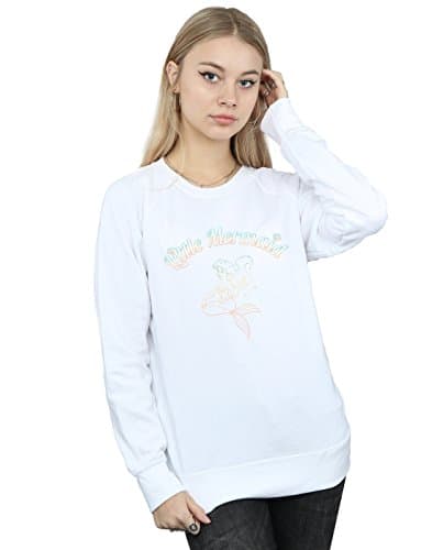 Image of Disney Princess Women's The Little Mermaid Gradient Sweatshirt White Small