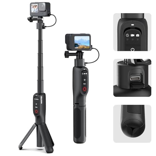 Image of Shorty Power Grip Rechargeable Extension Selfie Stick Tripod Stand 5000mAh Battery Stand with Remote Control for GoPro Max Hero 13 12 11 10 9, Large Capacity Battery for GoPro
