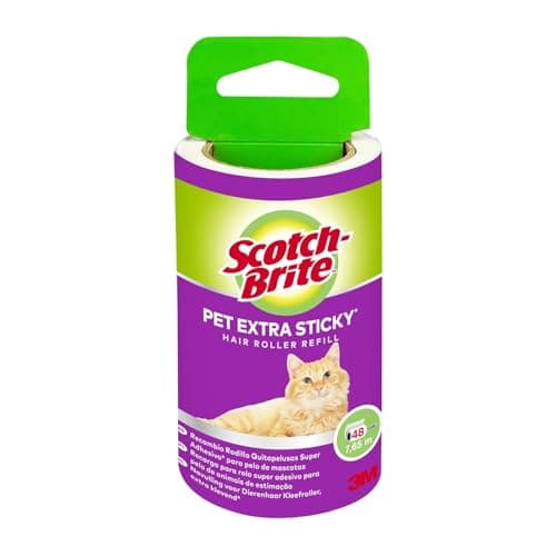 Image of Scotch-Brite Pet Extra Sticky Lint Roller Refill, 48 sheets - Designed for Pet Hair, Easy Tear Sheets, Safe on Fabrics, Black, White
