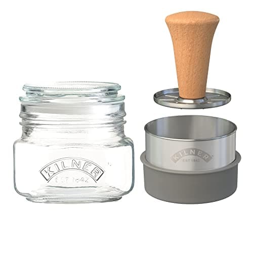 Image of Kilner Mash & Store Set | 500ml Glass Jar with Push-Top Lid | Stainless Steel Mashing Tool & Basket | Ideal for Homemade Guacamole, Hummus, Baby Food & More | Includes Recipe & Instruction Booklet