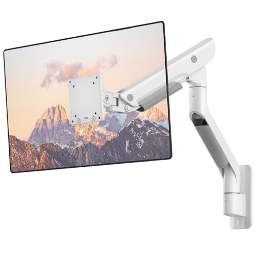 Image of monTEK Single Monitor Wall Mount for 17-57" Ultrawide Screens up to 27KG, Heavy Duty Aluminum Gas Spring Monitor Arm with Height Adjustment, Tilt/Swivel/Pneumatic Lift, VESA 100x100/75x75, White