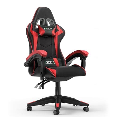 Image of Racingreat Ergonomic Gaming Chair with Adjustable Height, Reclining Feature, Headrest, and Lumbar Support for Adults (Basics, Red)