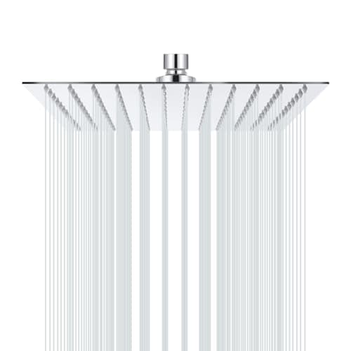 Image of Rainfall Shower Head 12 inch Large Top Spray Showerhead 304 Stainless Steel Ultra Thin Powerful High-Pressure Bathroom Shower Head Square 30x30 cm