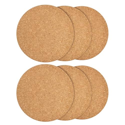 Image of 6 Pack Natural Cork Coasters, Round Drink Coasters for Coffee Table, Non-Slip & Absorbent Cup Mats, Eco-Friendly Table Protectors for Home, Kitchen & Office