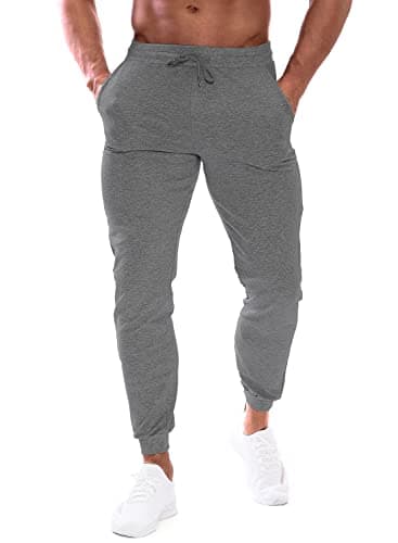 Image of HOOD CREW Men’s Joggers Slim Fit Sweatpants Casual Running Sports Trousers with Pockets Dark Grey