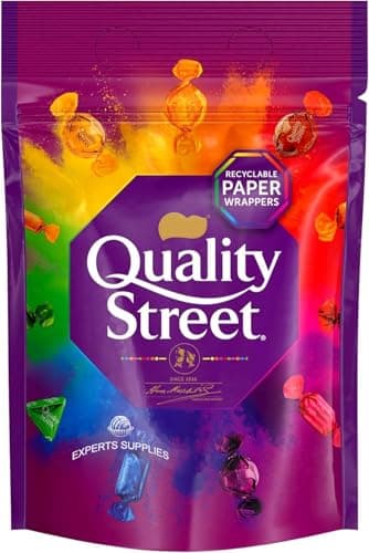Image of NewQuality Street Pouch 300g of Assorted Milk & Dark Chocolates, Toffees & Cremés & Favourites Golden Selection 283g Perfect for Christmas & New Year 2025 (x1, Mixed Pouch)
