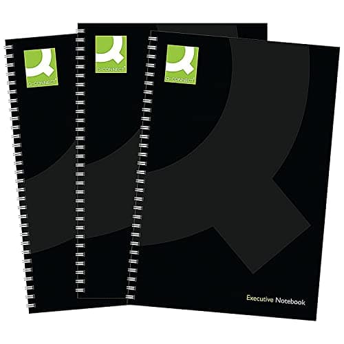 Image of Q-Connect Hardback Wirebound Book, A5, Black, Pack of 3